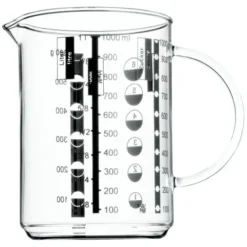 WMF Gourmet Messbecher 1,0l, Hitzebeständiges Glas, Skalierung Für Liter, Milliliter, Tassen Und Gramm