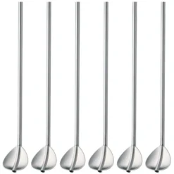 WMF Cocktaillöffel Set, 6-teilig, Mit Strohhalm Wiederverwendbar, Cromargan Edelstahl Poliert, Spülmaschinengeeignet, Länge 20 Cm