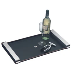 WMF Tablett Mit Tragegriffen Club Holz Lackiert, Cromargan Edelstahl, 54 X 32 Cm, Schwarz