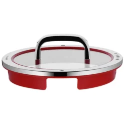 WMF Function 4 Stielkasserolle 16cm, Glasdeckel, Kochtopf Klein 1,4l, Milchtopf Induktion, Cromargan Edelstahl Poliert, 4 Abgießfunktionen, Innenskalierung, Rot -VMD Geschäft unnamed file 1590