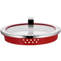 WMF Function 4 Stielkasserolle 16cm, Glasdeckel, Kochtopf Klein 1,4l, Milchtopf Induktion, Cromargan Edelstahl Poliert, 4 Abgießfunktionen, Innenskalierung, Rot -VMD Geschäft unnamed file 1591