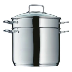 WMF Nudeltopf Mit Sieb 24 Cm, Glasdeckel, Kochtopf Hoch 7,0l, Cromargan Edelstahl Poliert, Induktion