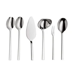 WMF Sonic Besteckset, 12 Personen, 66 Teilig, 60 Teile Mit Servierbesteck, Eingesetzte Messerklinge, Cromargan Protect Edelstahl Poliert, Glänzend, Kratzbeständig, Spülmaschinengeeignet -VMD Geschäft unnamed file 1639