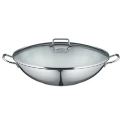 WMF Party Wok-Set 4-teilig, Wokpfanne Mit Deckel, 36 Cm, Dämpfer 4,5l, Ablagegitter, Dämpfereinsatz Cromargan Edelstahl Poliert, Unbeschichtet, Induktion -VMD Geschäft unnamed file 1710