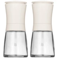 WMF Trend Mühlenset 2tlg, Salz- Und Pfeffermühle Unbefüllt, Glasbehälter, Keramikmahlwerk, Mühle Für Salz, Pfeffer, Gewürze, Weiß