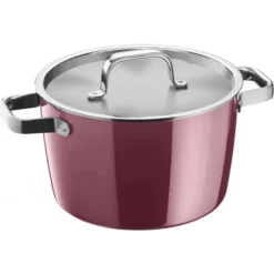 WMF Fusiontec Aromatic Kochtopf Groß 22cm, Fleischtopf Induktion 4,7l, Deckel Mit Kondensationsnoppen, High-Tech Keramik, Stapelbar, Kratzfest, Rot