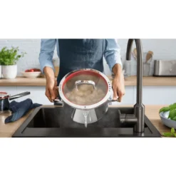 WMF Function 4 Kochtopf Klein 20cm, Bratentopf Induktion 2,5l, Glasdeckel, Cromargan Edelstahl Poliert, 4 Abgießfunktionen, Innenskalierung, Rot -VMD Geschäft unnamed file 2004