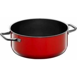 WMF Fusiontec Compact Kochtopf Groß 24 Cm, Glasdeckel, Bratentopf Induktion 4,5l,High-Tech Keramik, Stapelbar, Kratzfest, Rot