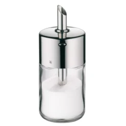 WMF Barista Zuckerstreuer 240g, Glas, Cromargan Edelstahl, Poliert, Ideal Für Weißer/brauner Zucker, Kakao Oder Auch Als Gewürzstreuer -VMD Geschäft unnamed file 2393
