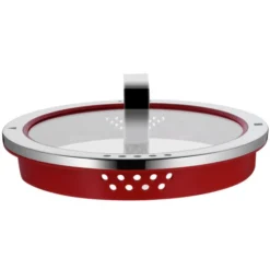 WMF Function 4 Kochtopf Groß 20cm, Fleischtopf Induktion 3,4l, Glasdeckel, Cromargan Edelstahl Poliert, 4 Abgießfunktionen, Innenskalierung, Rot