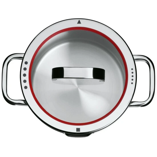 WMF Function 4 Kochtopf Groß 20cm, Fleischtopf Induktion 3,4l, Glasdeckel, Cromargan Edelstahl Poliert, 4 Abgießfunktionen, Innenskalierung, Rot 7 WMF Function 4 Kochtopf Groß 20cm, Fleischtopf Induktion 3,4l, Glasdeckel, Cromargan Edelstahl Poliert, 4 Abgießfunktionen, Innenskalierung, Rot – Bild 5