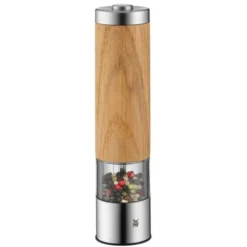 WMF Ceramill Elektrische Mühle, Salz Und Pfeffermühle Unbefüllt, Eichenholz Cromargan Edelstahl, Keramikmahlwerk, H 21,5 Cm -VMD Geschäft unnamed file 2432