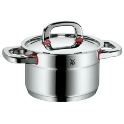 WMF Premium One Kochtopf Klein 16cm, Metalldeckel Mit Dampföffnung, Fleischtopf Induktion 2l, Cromargan Edelstahl Poliert, Innenskalierung