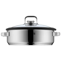 WMF Vitalis Dampfgarer/Bräter Rund, Mit Glasdeckel Mit Silikonrand, Garthermometer, Garblech, Cromargan Edelstahl, Induktionsgeeignet, Ø 28 Cm, 5,0l -VMD Geschäft unnamed file 300