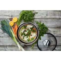 WMF Vitalis Dampfgarer/Bräter Rund, Mit Glasdeckel Mit Silikonrand, Garthermometer, Garblech, Cromargan Edelstahl, Induktionsgeeignet, Ø 28 Cm, 5,0l -VMD Geschäft unnamed file 308