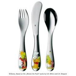 WMF Disney Winnie Pooh Kinderbesteck Mini 3-teilig, Für 1-3 Jahre, Cromargan Edelstahl Poliert, Spülmaschinengeeignet, Farb- Und Lebensmittelecht
