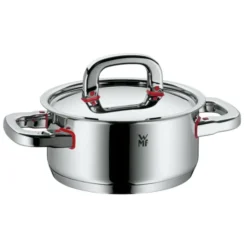 WMF Premium One Kochtopf Klein 16cm, Bratentopf Induktion 1,5l, Metalldeckel Mit Dampföffnung, Cromargan Edelstahl Poliert, Innenskalierung