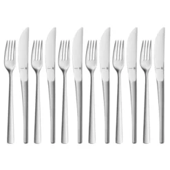 WMF Corvo Dessert-/ Frühstücksbesteck-Set 12-teilig Für 6 Personen, Cromargan Protect Edelstahl Mattiert, Kratzbeständig, Spülmaschinengeeignet