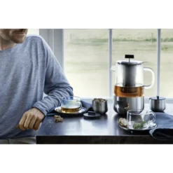 WMF SensiTea Teekanne Mit Sieb Und Stövchen, Glas, Edelstahl Cromargan, Spülmaschinegeeignet, V 1,3l, H 21,3cm, Ø 14cm -VMD Geschäft unnamed file 3470