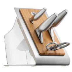 WMF Chef's Edition Messerblock Mit Messerset 5teilig Germany, 3 Messer Geschmiedet, Schere, Bambus-Block, Kunststoff, Performance Cut