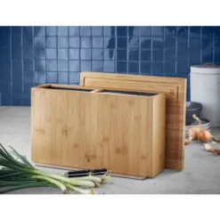 WMF 3in1 All-in-one Block, Messerblock Unbestückt Für 3-4 Messer, Utensilienhalter Für Küchenhelfer, Toolbox, Schneidebrett, Holz, Bambus, Kunststoff-Bürsteneinsatz -VMD Geschäft unnamed file 4411