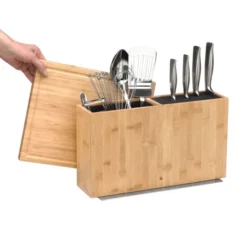 WMF 3in1 All-in-one Block, Messerblock Unbestückt Für 3-4 Messer, Utensilienhalter Für Küchenhelfer, Toolbox, Schneidebrett, Holz, Bambus, Kunststoff-Bürsteneinsatz -VMD Geschäft unnamed file 4417