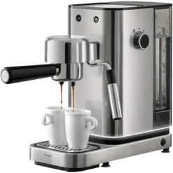 WMF Lumero Siebträger Espressomaschine 1400 Watt, 3 Einsätzen, Für 1-2 Tassen Espresso, Auch Für Pads, 15 Bar, Tassenabstellfläche, Milchaufschäumdüse, Edelstahl Matt