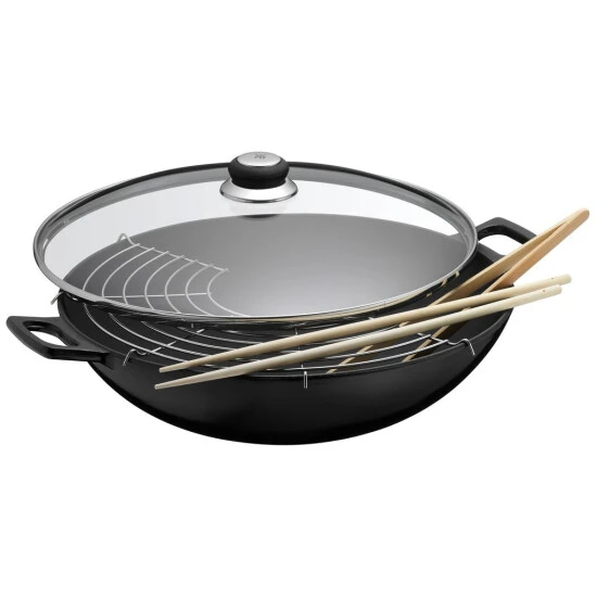 WMF Wok Ø 36 Cm Gusseisen Mit Glasdeckel 3 WMF Wok Ø 36 Cm Gusseisen Mit Glasdeckel