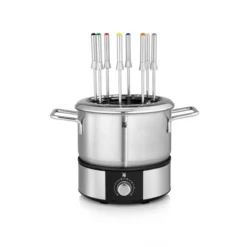 WMF Lono Fondueset Für 8 Personen, Fondue Elektrisch, 1400 W, Temperaturregulierung, Gabel-Halterung, Induktionstopf 1,2l, Hot Pot, Edelstahl Matt