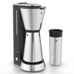 WMF Küchenminis Aroma Kaffeemaschine Mit Thermoskanne (870 Watt, Filterkaffee 5 Tassen, Thermobecher To Go (350ml), 24 Stunden-Timer, Abschaltautomatik) Cromargan Matt