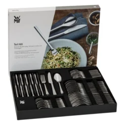 WMF Philadelphia Besteckset, 12 Personen, 60-teilig, Monobloc-Messer, Cromargan Edelstahl Poliert, Glänzend, Spülmaschinengeeignet -VMD Geschäft unnamed file 66