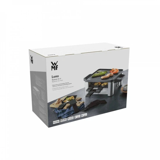 WMF Lono Raclette Grill Mit Pfännchen Und Schiebern, Raclette 4 Personen, 870 W, Edelstahl Matt 11 WMF Lono Raclette Grill Mit Pfännchen Und Schiebern, Raclette 4 Personen, 870 W, Edelstahl Matt – Bild 9