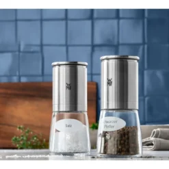 WMF De Luxe Salz Und Pfeffermühle Set 2-teilig, Befüllt, Cromargan Edelstahl, Glas, Keramikmahlwerk, Mühle Für Salz, Pfeffer, Chillischoten -VMD Geschäft unnamed file 956