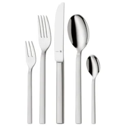 WMF Lyric Besteckset 6 Personen, 30 Teilig, Eingesetzte Messerklinge, Cromargan Protect Edelstahl Teilmattiert, Kratzbeständig, Spülmaschinengeeignet