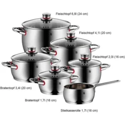 WMF Quality One Topfset 6-teilig, Cromargan Edelstahl Poliert, Töpfe Mit Glasdeckel, Induktionstöpfe, Topf Induktion, Dampföffnung, Unbeschichtet -VMD Geschäft unnamed file 99